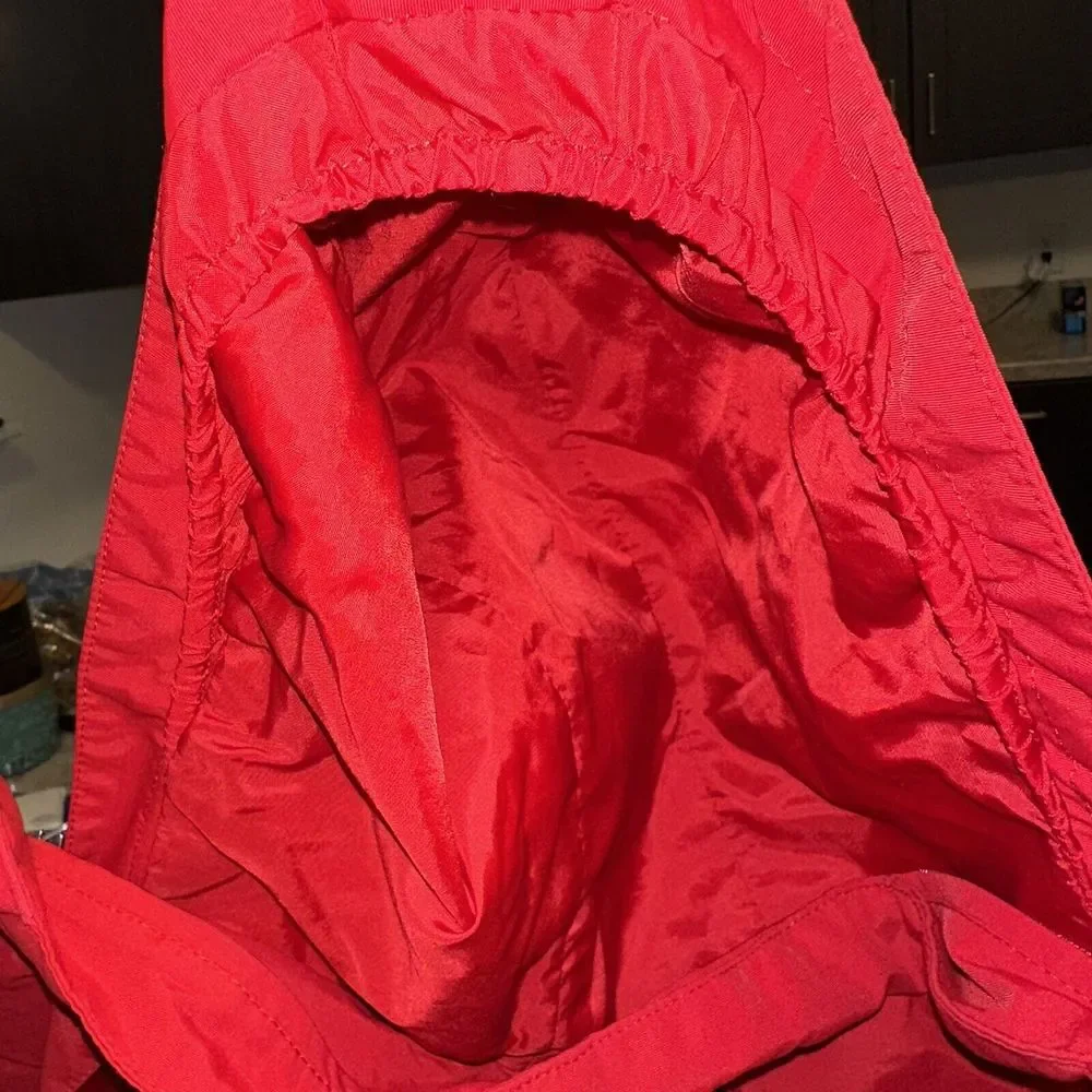 LL Bean Jacket Youth M10-12 Red‎ Gray Hooded Waterproof Shell  Item 277662